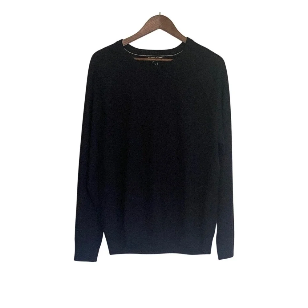 Banana Republic Merino Wool Sweater Navy Crew Neck Knit Size‎ L